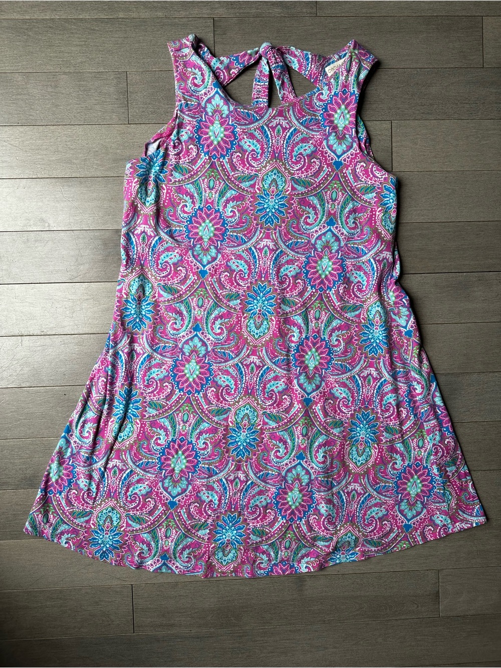 Cynthia Rowley Shift Dress Sleeveless Size S Pink Blue Paisley Knee Cottagecore